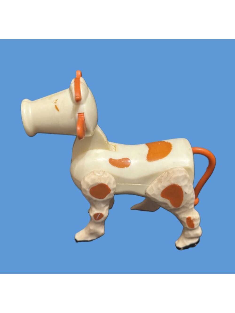 Fisher Price Toys Little People White Cow Jointed Figurine, Vintage Circa 1980s
